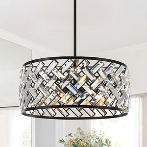 MEIJIA 19.6” Black Crystal Chandeliers