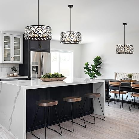 MEIJIA 19.6” Black Crystal Chandeliers