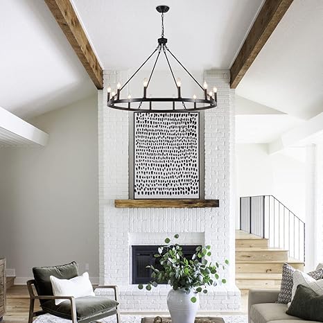 Black Wagon Wheel Chandelier