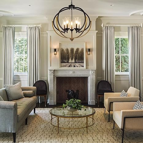 TOCHIC Black Gold Chandelier